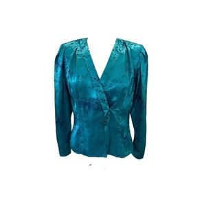 Vintage Turquoise Blouse Women's Size 10